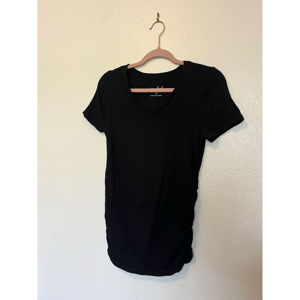 Isabel Maternity by Ingrid & Isabel Black V-Neck Short Sleeve T-Shirt S